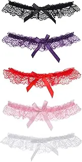 [Boao] 5 Pairs Wedding Garter Lace Bowknot Garter Bridal Lace Floral Belt Leg Ring Set for Women Girls Favor, As the Pictures Shown, Medium