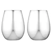 2PK Aurora Metallic 1L Glass Tumbler Cocktail Drinkware Water/Juice Cup Silver