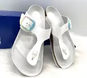 NIB BIRKENSTOCK Women’s Gizeh White Leather T Strap Thong Sandals in Size 9M