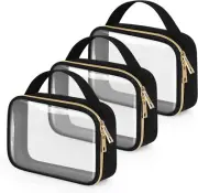 TSA Approved Toiletry Bag, 3 Pack Clear Makeup Bags with Handles, Quart Size Cle