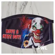 Reusable face cover mask w/filter - SIZE L (Adult - Teen) clown 3 layer NEW