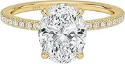 [VISDIV] 3CT Sterling Silver Engagement Rings AAAAA Cubic Zirconia CZ Wedding Bands For Women Oval Solitaire Simulated Diamond Silver/Gold Size 5-10