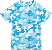[ODAWA] Blue Camouflage Kid Swim Shirt UPF+ 50 Quick Dry Shirt Kids Top for Boys Girls