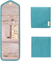 BAGSMART Travel Jewelry Organizer Case Foldable Jewelry Roll for Journey-Rings, Necklaces, Earrings, Bracelets,Mini,Teal