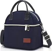 Vogshow Insulated Lunch Bag for Women/Men/Kids, 9L Double Deck Reusable Cooler Lunch Tote Bag for Work/School/Picnic, Freezable Lunch Box Container with Detachable Shoulder Strap