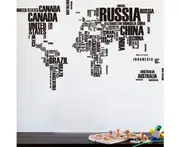 Creative Letters Style World Map Removable Wall Decal Sticker Mural Home Decor