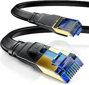 CSL CAT.8 Network Cable Flat 40 Gbits - LAN Cable Patch Cable - CAT 8 High Speed Gigabit RJ45 Ethernet Cable - 4000 Mbits Fibre Speed - Flat Ribbon Cable - Installation Cable - Black