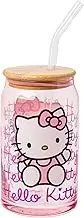 Silver Buffalo Hello Kitty Gradient 16oz Glass Tumbler w Bamboo Lid and Glass Straw