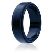 Silicone Wedding Ring - Step Edge Style - Blue by ROQ for Men - 11 mm Ring