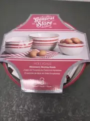 Gibson General Store Hollydale Stoneware Nesting Bowl Set Red Stripes