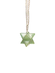 Green Aventurine Merkaba Crystal Pendant Silver Necklace Gemstone Jewellery