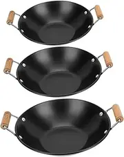 AUTSUPPL 3pcs Hot Pot Cooking Small Noodle Cooking Pots with Wooden Handles for Home Camping and Restaurants Easy to Clean and