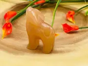 Honey Caramel Calcite Howling Wolf Figurine, Crystal Carving, Standing Statuette