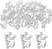 SUNNYCLUE 1 Box 50Pcs Koala Bear Charm Silver Koala Charms Bulk Tibetan Alloy Zoo Animal Charm for Jewelry Making Charms Supplies DIY Craft Necklace Bracelet Earring Crafting Women Beginners Adults