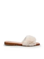 Ecru Mink Slides