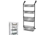 Over the Door Organizer 4-Tier Pantry Door Organization and Storage Metal Hanging Kitchen Spice Rack