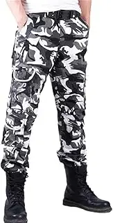 [Haitpant] Men's Cargo Pant Baggy Casual Tactical Pant Multi Pocket Military Overall Outdoors Long Army Camo1 Trouser
