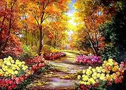 MXJSUA DIY 5D Full Square Diamond Art Painting Autumn Landscape Flower by Number Kits for Adults, Round Full Drill Diamond Art Kit Picture Craft for Home Wall Art Decor 12x16 inch