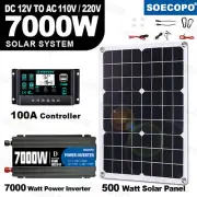 7000W Solar Kit 12V 110V Inverter Battery ChargerLighting Camping 500W Panel