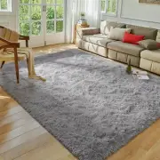 Grey 4x5.3 Feet Area Rug for Living Room Bedroom Super Soft Shaggy Rugs for B...