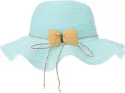[SHERCHPRY] UV Protection Hat Bowknot Sun Hat Beach Sun Visor Hat for Kids Girls Outdoor Blue
