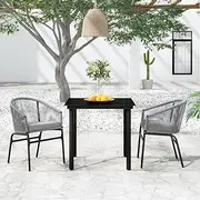 Kitchen Chairs Furniture Set, Balcony Furniture with Table, 3 Piece Garden Dining Set for Porch, Poolside, Deck, Garden, 80 x 80 x 74 cm, Grey