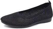 [Gikleihwy] Women's Flying Woven Pumps 360° Folded Loafers Classic Penny Slip-On Driving Flat Shoes Ladies Nurse Work Walking Wear-Resistant Trainers Sandals(Black,7.5 US)