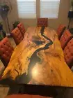 Handmade Epoxy Resin Table Top Walnut Wood Table Custom Order Hotel Restaurant