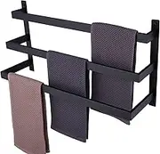 KOKOSIRI Towel Bars Black Bath Towel Holders Bathroom 3-Tiers Ladder Towel Rails Wall Mounted Towels Shelves Rack Stainless Steel, B5006BK-L24