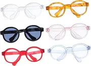 HOMOBABE 6pcs Miniature Doll Glasses: Pet Sunglasses Accessories - Plastic Eyewear for DIY Dollhouse Crafts Party Favors - Stuffed Doll Sunglasses 6.5x2.4x0.8cm