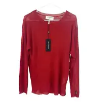 One Teaspoon Rust Red Amity Sheer Ribbed Knit Top Long Sleeve Shirt Size XS