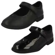 Girls Clarks Hook & Loop Cut Out Star Detail Leather School Shoe MAGIC STEP BAR