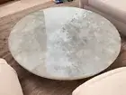 36" Round White Quartz Stone Center Sofa Coffee Table Crystal Gemstone Garden