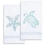 JACK DEMPSEY NEEDLEART Hand Towels Stamped Cross Stitch BEACH Starfish Turtle