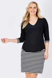 Flattering Stripe Overlay Dress--COR-FCD21194