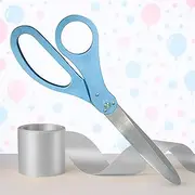 25 Inch Light Blue Giant Scissors – Extra Large Ceremonial Cutting Tool with Silver Ribbon and Box for Grand Opening Event Supplies Decorations and Business Celebrations