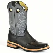 Bonanza Black Leather Square Toe, Rubber Sole Rodeo Boot BA4000B