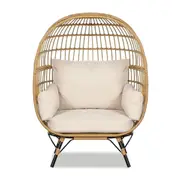 Bernice PE Wicker Egg Chair with Legs - Light Brown