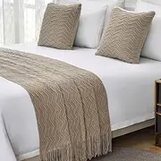 Solid Color Hotel Bed Runners for King Size Bed Bed Throw Blanket with Tassels Knitting Soft Bedspreads Coverlets 1 Piece Modern Bed Runners & Scarves Bedroom Home Decoration
