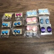 12x Vintage Clip-On Earrings Lot Acrylic Plastic 80s 90s Retro Mall Fashion