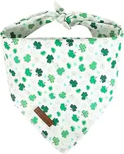 UP URARA PUP St. Patrick's Day Dog Bandana, Shamrock Triangle Bid Scarf for Small Medium Dog, Cotton Pet Kerchief for Girl Boy Dogs or Cats, Cute Spring Dog Bandana, Puppy Green Dog Bandana
