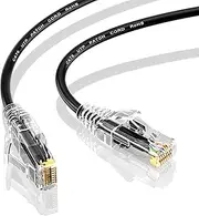 Ethernet Cable Slim 10M, High-Speed Cat 6 Ethernet Cable 10G Support, Flexible Cat6 Internet LAN Wire with Rj45 Connector Professional Black Patch Cord, Suitable for Indoor&Outdoor Design-Round