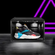 Stacked LED Voice Sneaker Display Case Lighted Shoe Storage Boxes Anti-oxidation