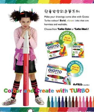 GIOTTO可洗式兒童安全彩色筆/ 12色/ 共108支入/ 附分色筆座