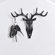 Wall-Mounted Key Holder Key Storage Rack Keyring Set Key Hooks Holder Decorative Key Organizer Rack (Black)