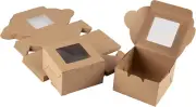 Kraft Paper Bakery Boxes - 25-Pack Single Pastry Box 4-Inch Packaging with Clear