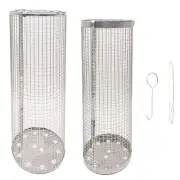 Rolling Grilling Baskets for Outdoor Grill Bbq Stainless Steel Mesh Net5830