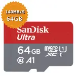 【SANDISK 晟碟】ULTRA 64GB MICROSDXC A1 記憶卡140MB/S(平行輸入)