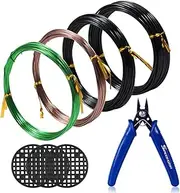 SPEEDWOX Bonsai Tool Kit 4 Rolls with 3 Size 1mm 1.5mm 2mm Aluminum Wire Total 131.2 Feet Bonsai Wire Cutter 3pcs Round Flower Pot Hole Mesh Pad Tree Traning Kit Bonsai Wire Set