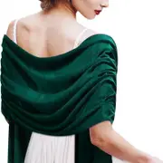 Fashionable Velvets Warmth Shawl Breathable Bridal Shawl Thicken Plush Shawl for Various Event Black Green